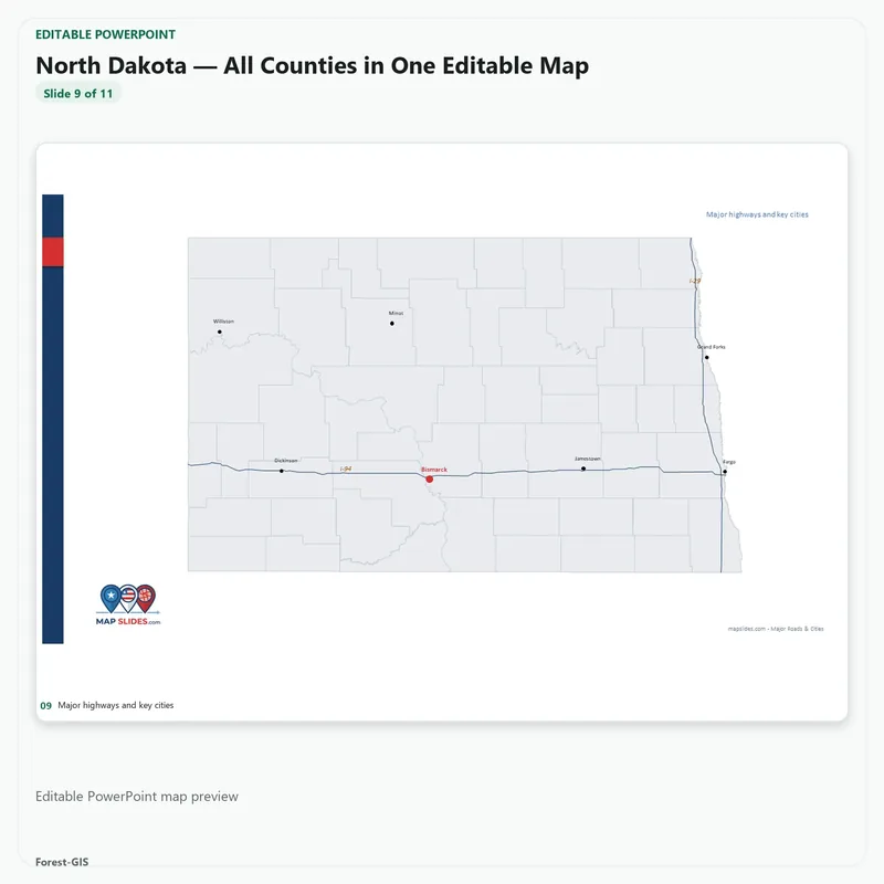North Dakota — All Counties in One Editable Map - Image 3