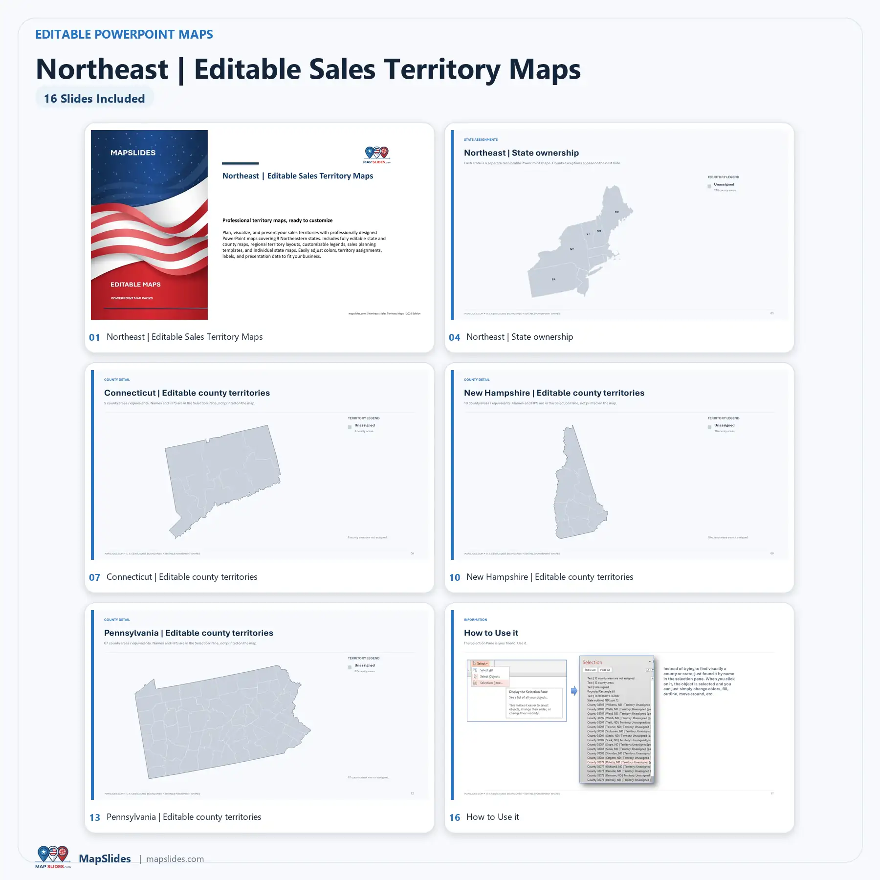 Northeast Editable Sales Territory Maps – PowerPoint