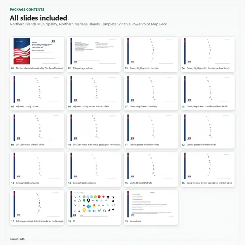 Northern Islands Municipality, Northern Mariana Islands Editable Map Pack - Image 2