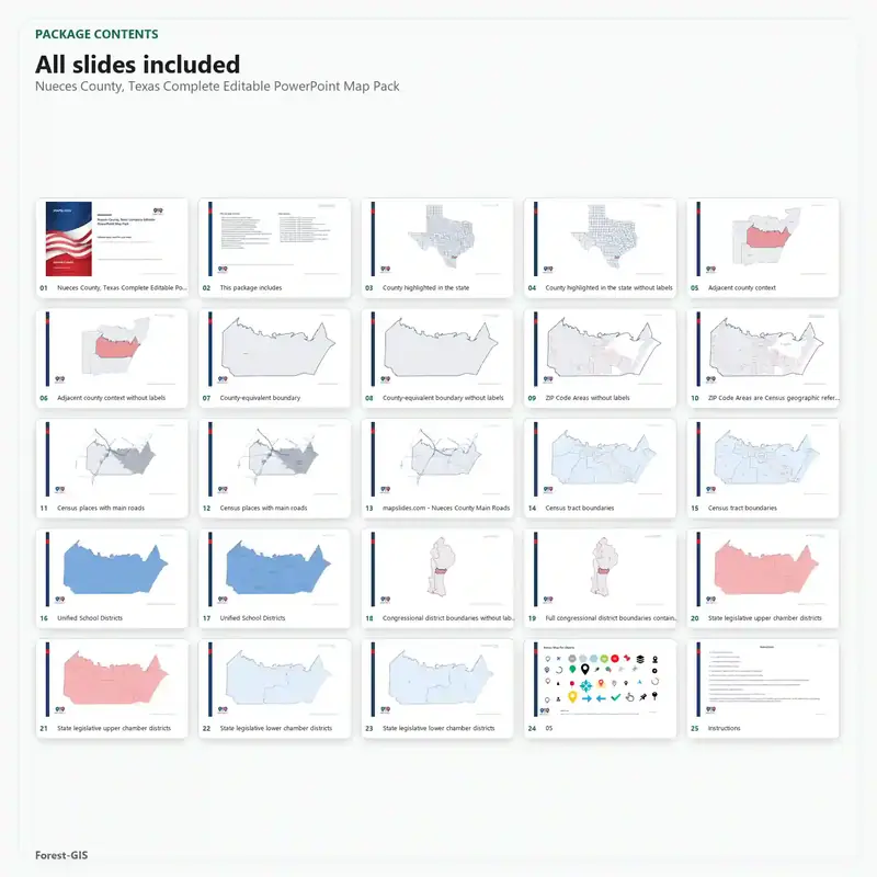 Nueces County, Texas Editable Map Pack - Image 2