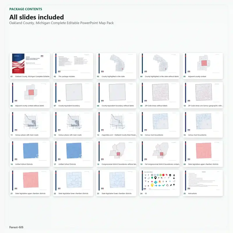 Oakland County, Michigan Editable Map Pack - Image 2