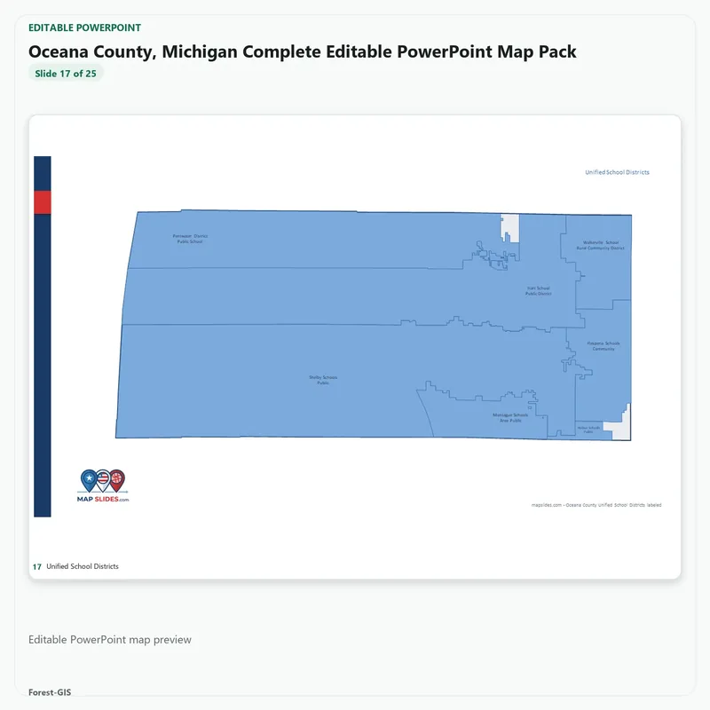 Oceana County, Michigan Editable Map Pack - Image 5