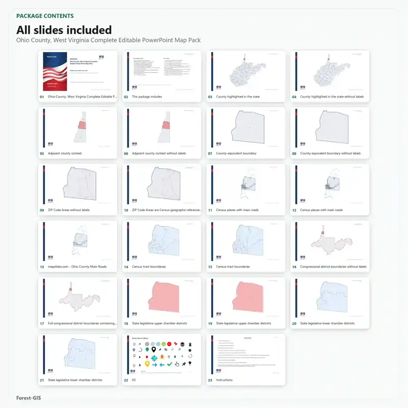 Ohio County, West Virginia Editable Map Pack - Image 2