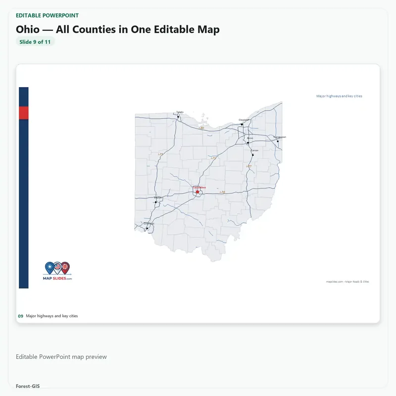 Ohio — All Counties in One Editable Map - Image 3