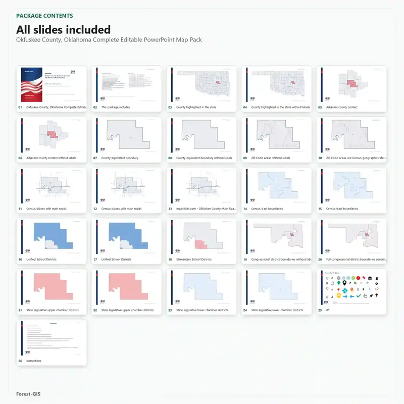Okfuskee County, Oklahoma Editable Map Pack - Image 2