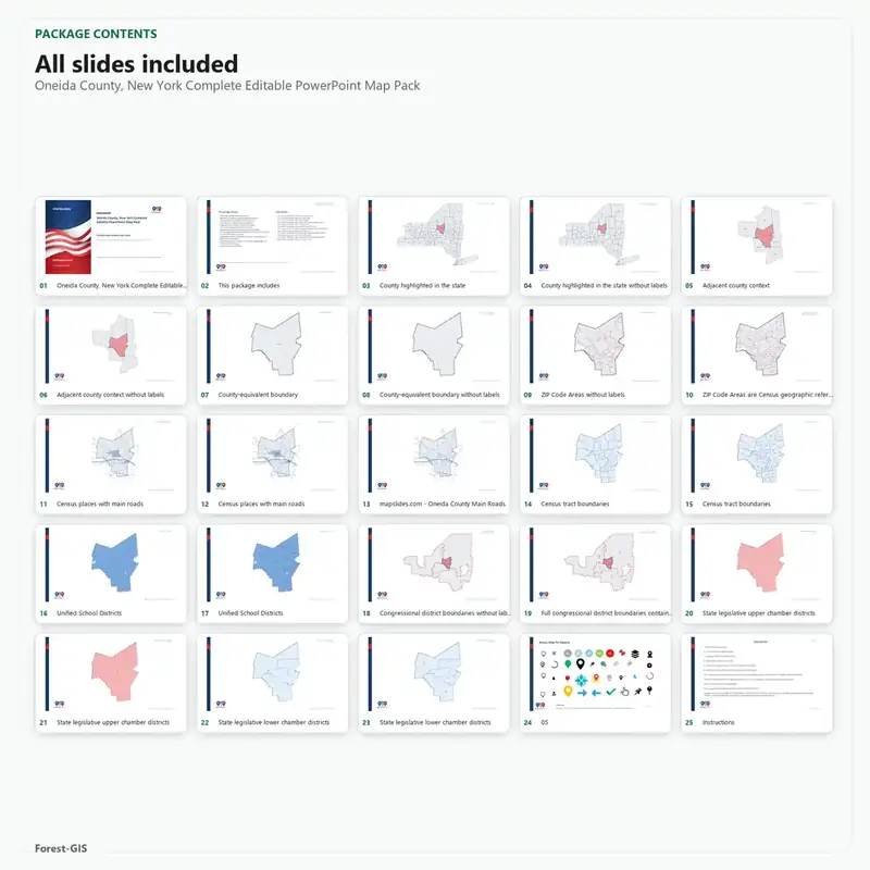 Oneida County, New York Editable Map Pack - Image 2