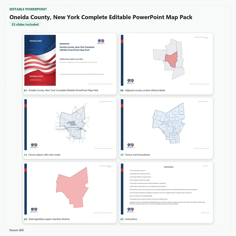 Oneida County, New York Editable Map Pack