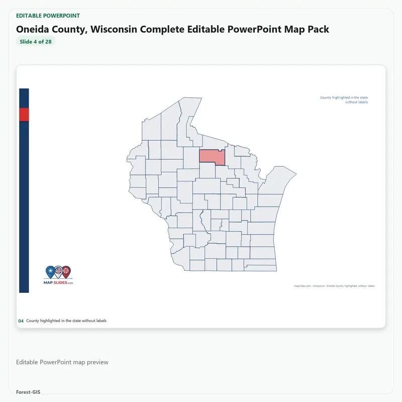 Oneida County, Wisconsin Editable Map Pack - Image 4