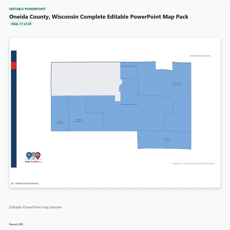 Oneida County, Wisconsin Editable Map Pack - Image 5