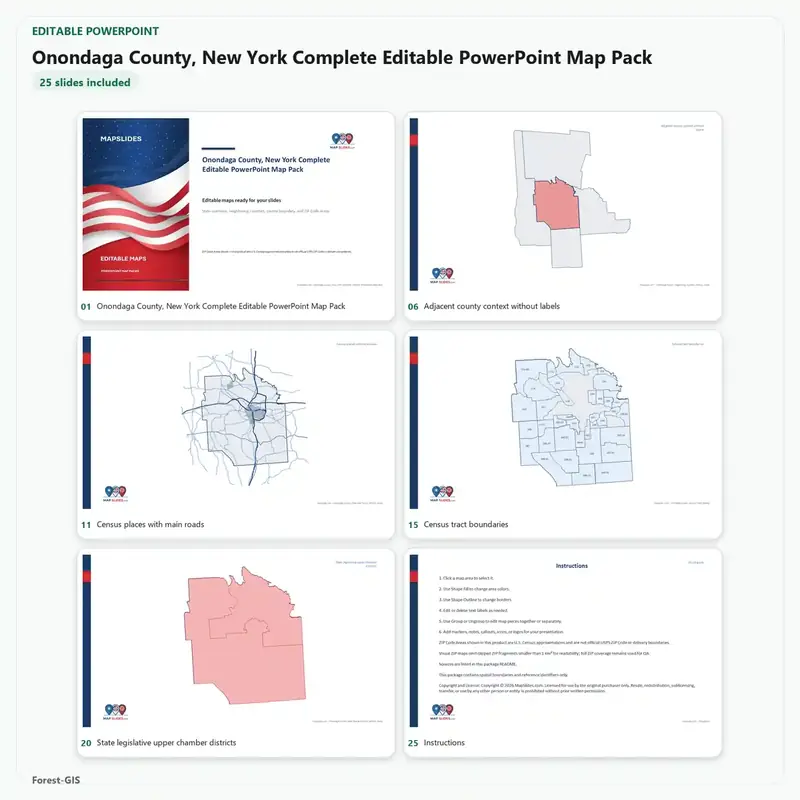 Onondaga County, New York Editable Map Pack