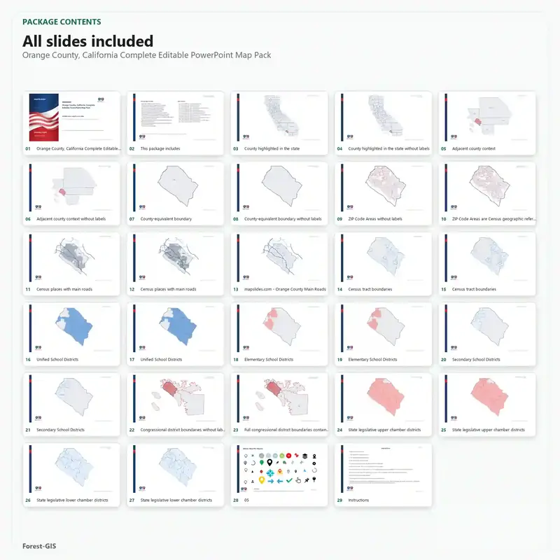Orange County, California Editable Map Pack - Image 2