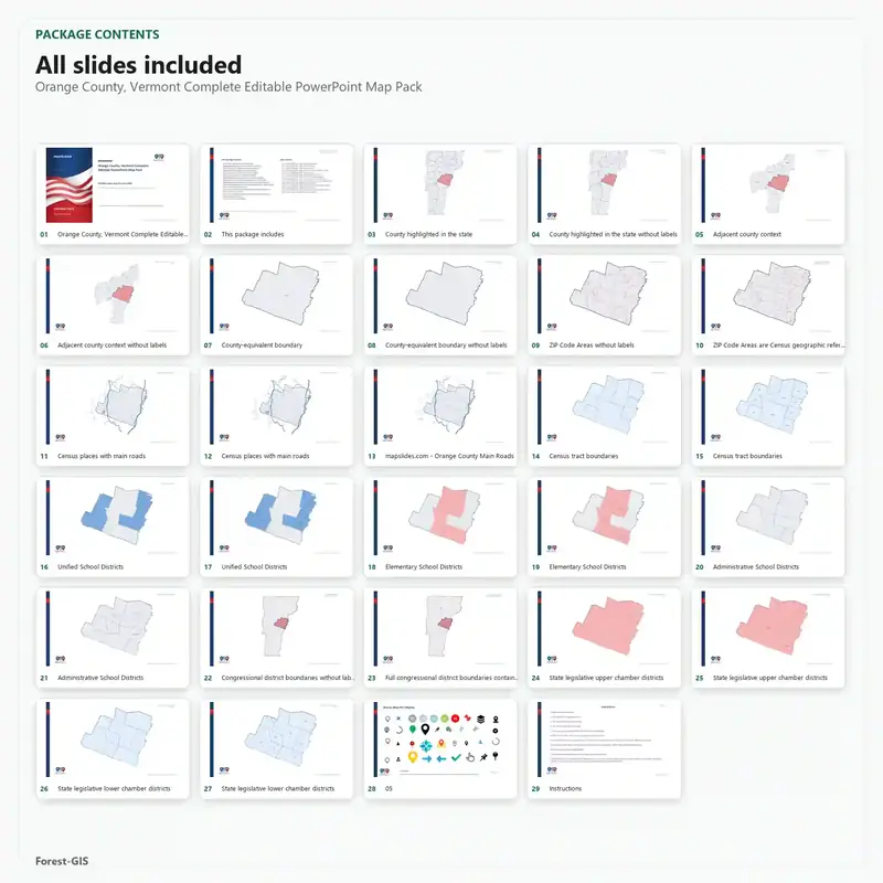 Orange County, Vermont Editable Map Pack - Image 2