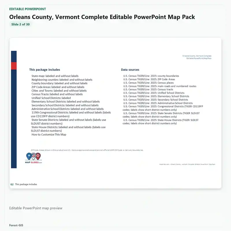 Orleans County, Vermont Editable Map Pack - Image 3