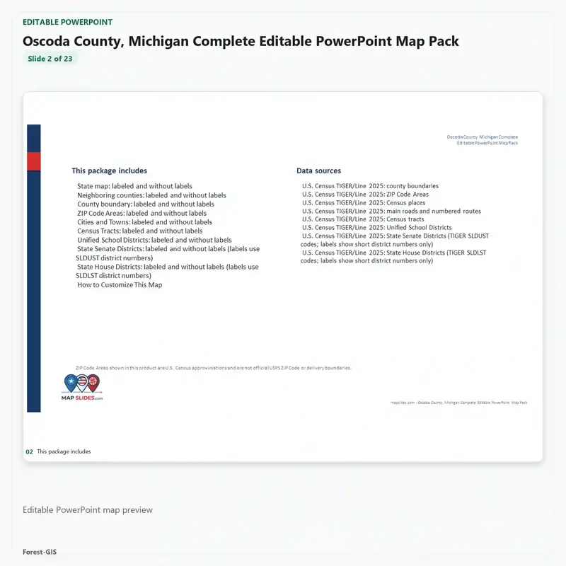 Oscoda County, Michigan Editable Map Pack - Image 3