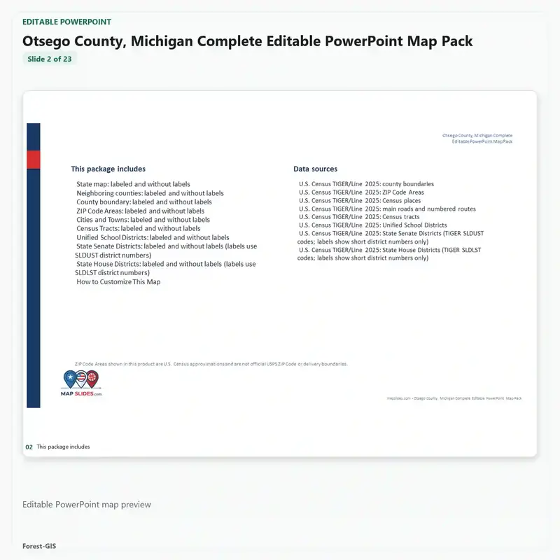 Otsego County, Michigan Editable Map Pack - Image 3