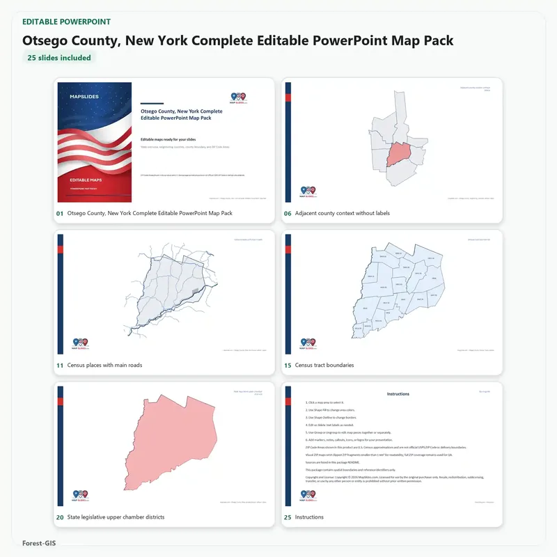Otsego County, New York Editable Map Pack