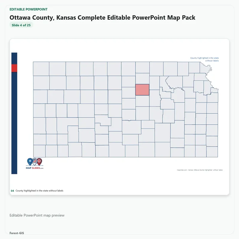 Ottawa County, Kansas Editable Map Pack - Image 4