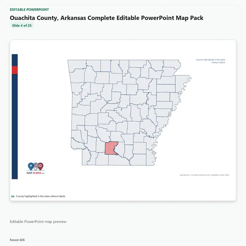 Ouachita County, Arkansas Editable Map Pack - Image 4