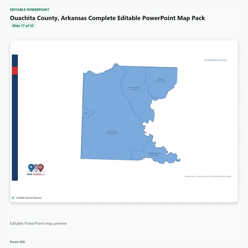 Ouachita County, Arkansas Editable Map Pack - Image 5
