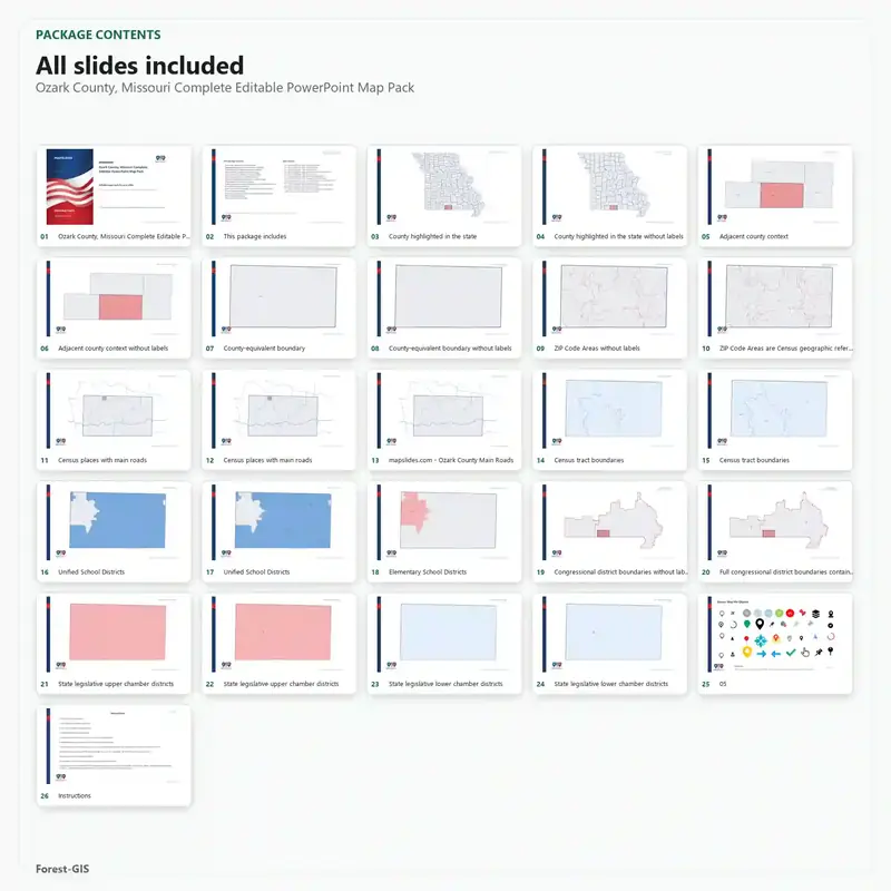 Ozark County, Missouri Editable Map Pack - Image 2