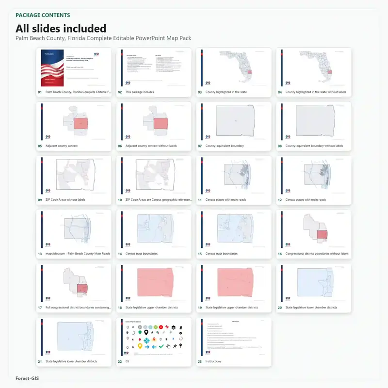 Palm Beach County, Florida Editable Map Pack - Image 2
