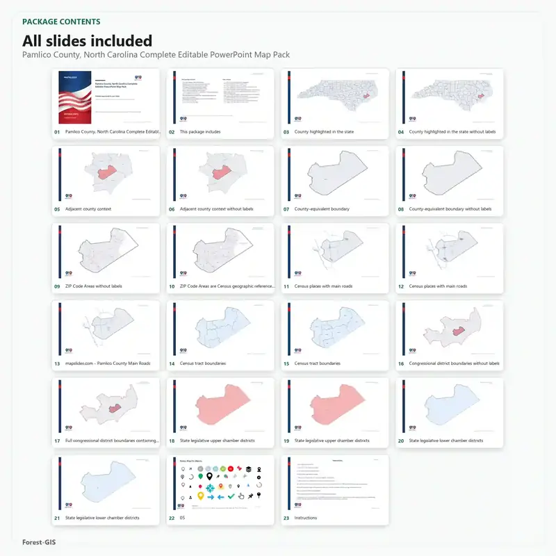 Pamlico County, North Carolina Editable Map Pack - Image 2