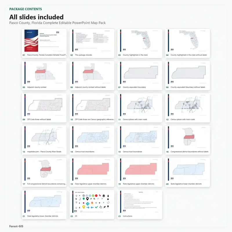 Pasco County, Florida Editable Map Pack - Image 2