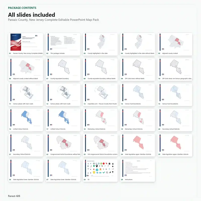 Passaic County, New Jersey Editable Map Pack - Image 2