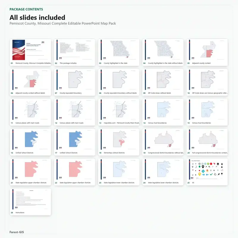 Pemiscot County, Missouri Editable Map Pack - Image 2