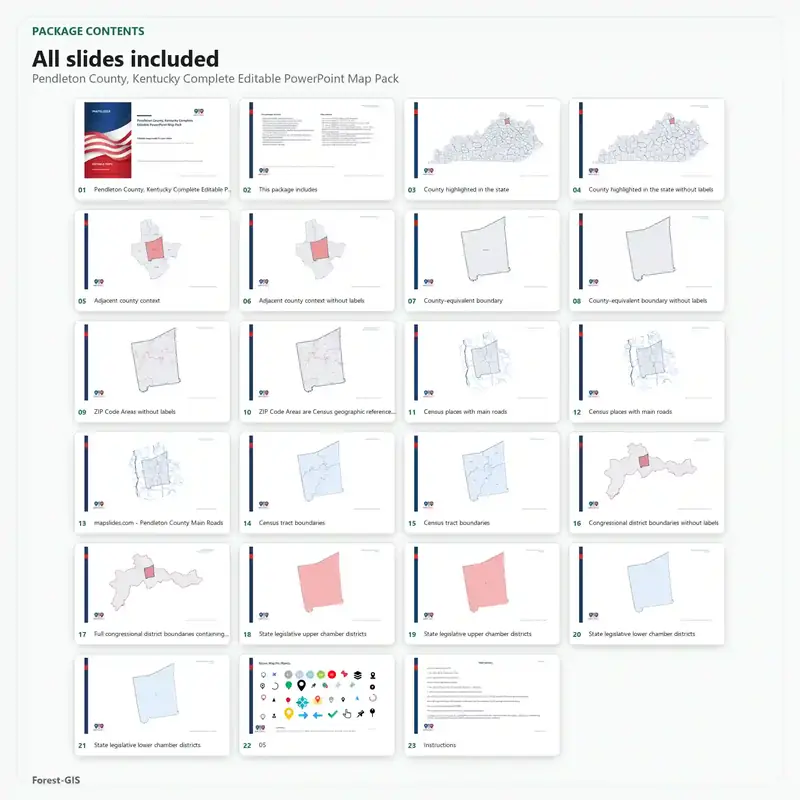 Pendleton County, Kentucky Editable Map Pack - Image 2