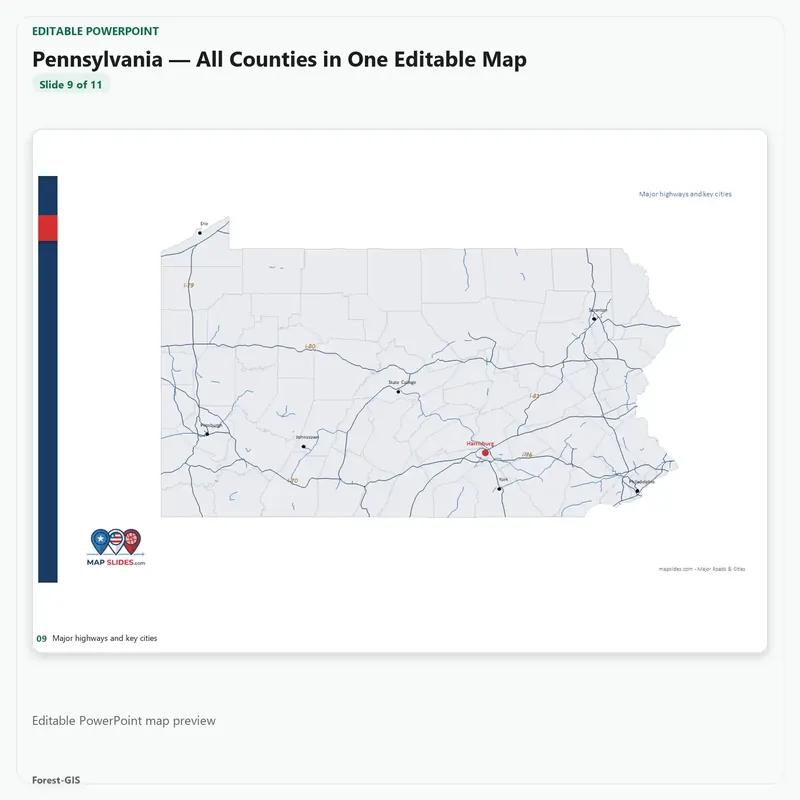 Pennsylvania — All Counties in One Editable Map - Image 3