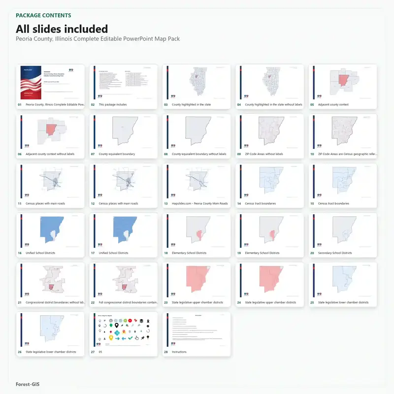 Peoria County, Illinois Editable Map Pack - Image 2