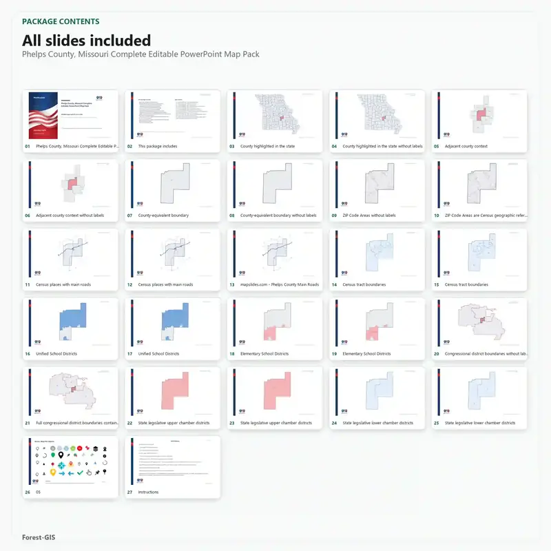 Phelps County, Missouri Editable Map Pack - Image 2