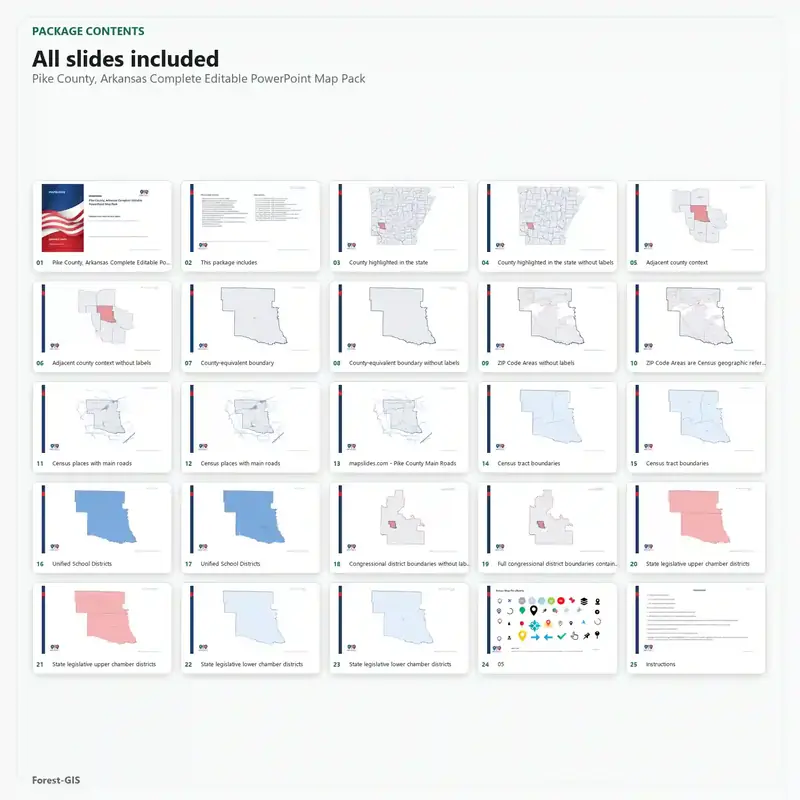 Pike County, Arkansas Editable Map Pack - Image 2