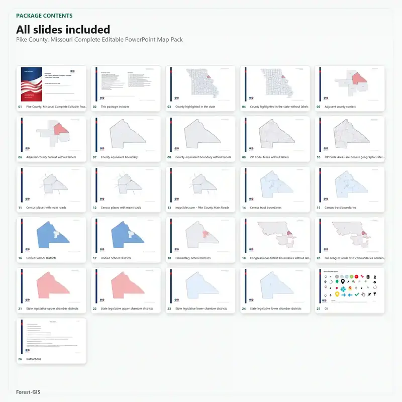 Pike County, Missouri Editable Map Pack - Image 2