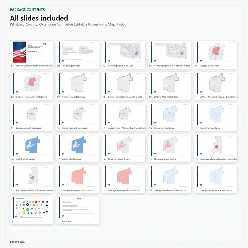Pittsburg County, Oklahoma Editable Map Pack - Image 2