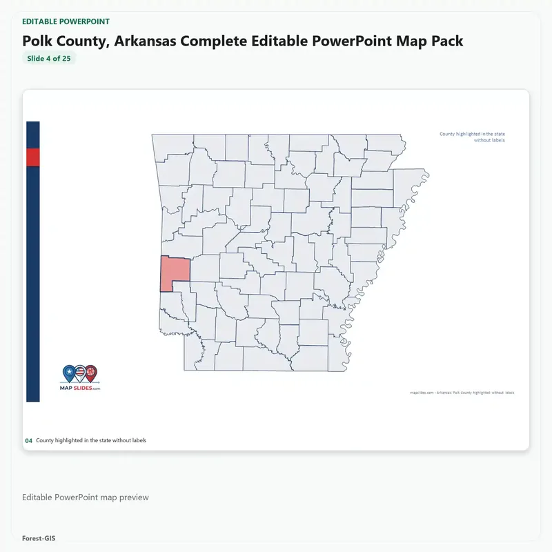 Polk County, Arkansas Editable Map Pack - Image 4