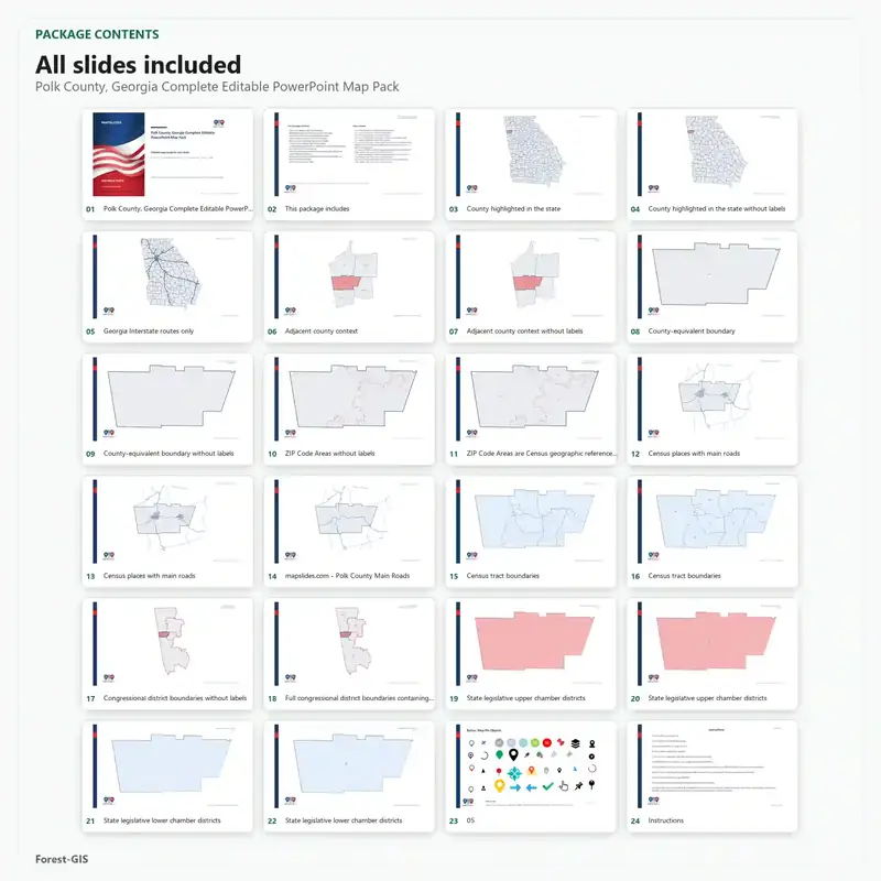 Polk County, Georgia Editable Map Pack - Image 2