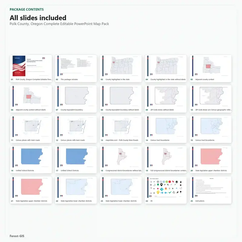 Polk County, Oregon Editable Map Pack - Image 2