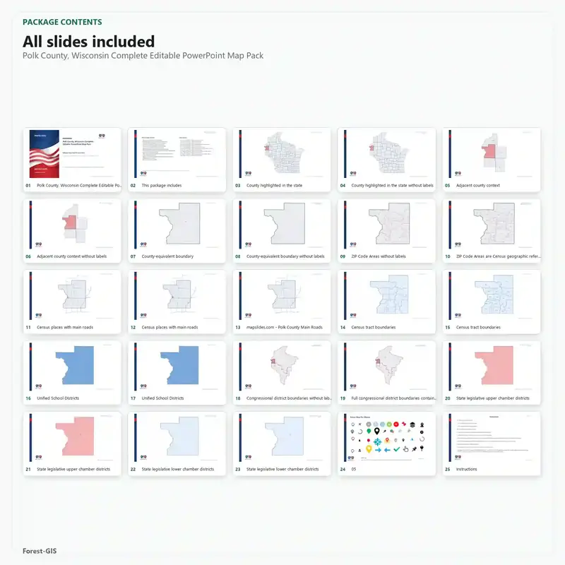 Polk County, Wisconsin Editable Map Pack - Image 2