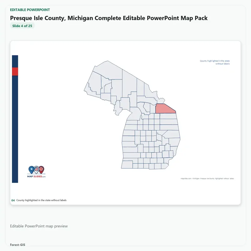 Presque Isle County, Michigan Editable Map Pack - Image 4