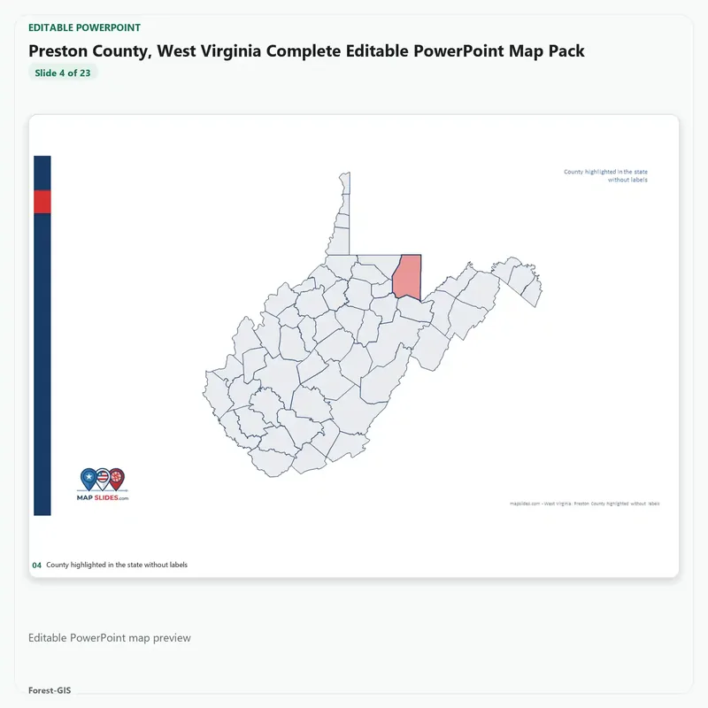 Preston County, West Virginia Editable Map Pack - Image 4