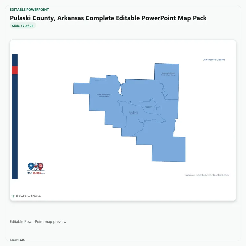 Pulaski County, Arkansas Editable Map Pack - Image 5