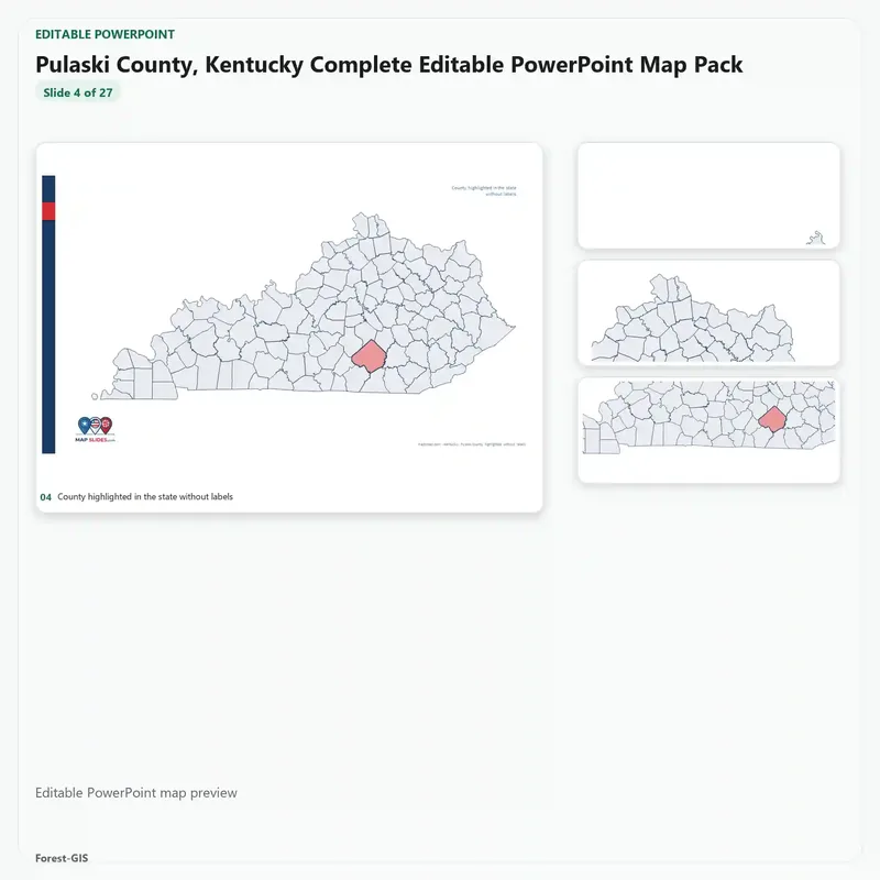Pulaski County, Kentucky Editable Map Pack - Image 4