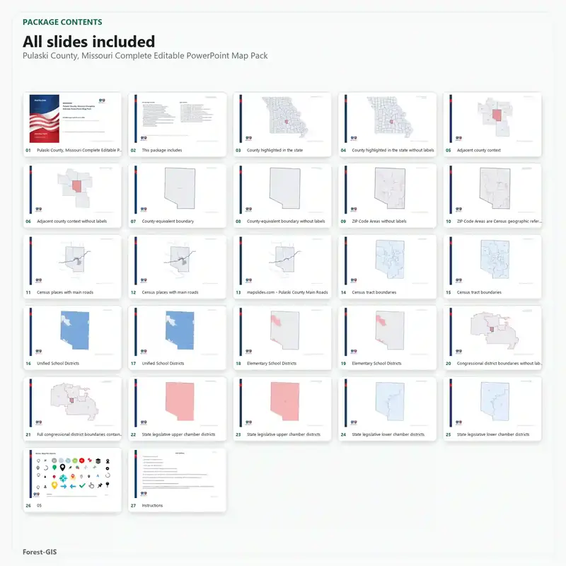 Pulaski County, Missouri Editable Map Pack - Image 2