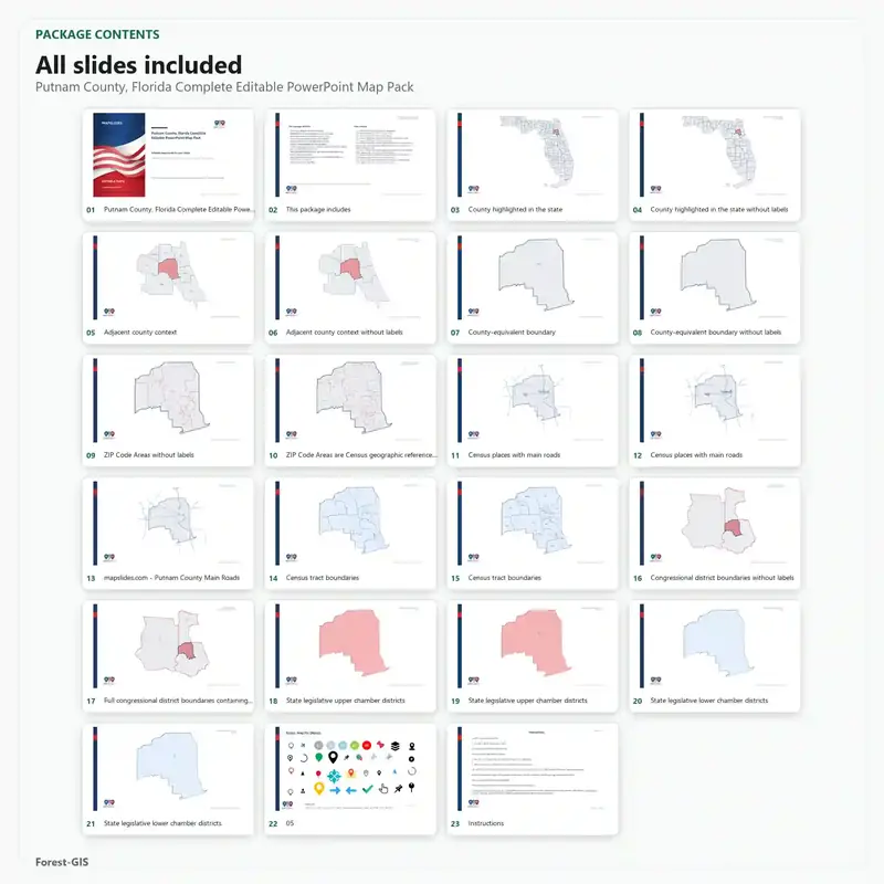 Putnam County, Florida Editable Map Pack - Image 2