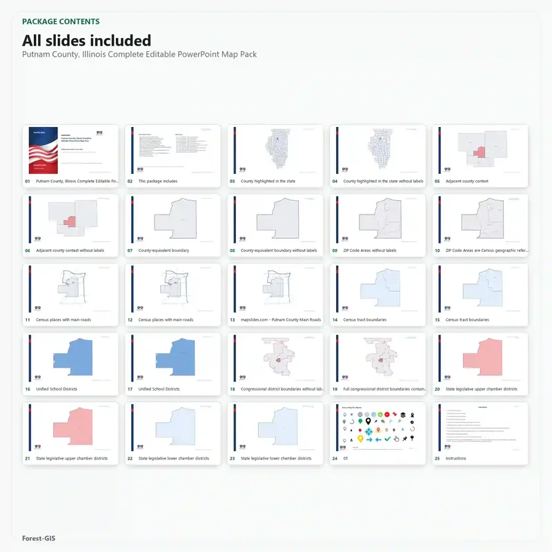 Putnam County, Illinois Editable Map Pack - Image 2