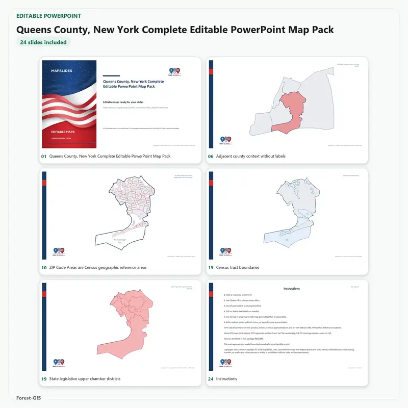 Queens County, New York Editable Map Pack