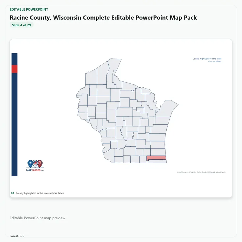 Racine County, Wisconsin Editable Map Pack - Image 4