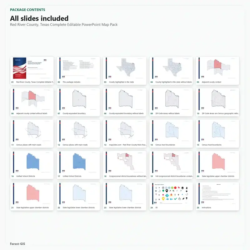 Red River County, Texas Editable Map Pack - Image 2
